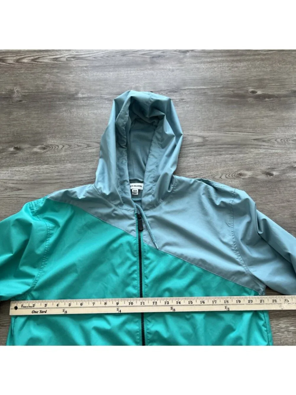 True Religion Windbreaker Jacket Mens M Teal Blue Green Full Zip Hooded